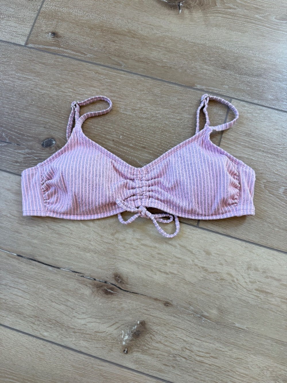 Xhilaration Metallic Ribbed Cinched Bralette Bikini Top